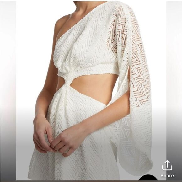 - NWOT 375.00 RAMY BROOK Textured Lace Henrietta One-Shoulder Dress Size Large - Picture 2 of 4